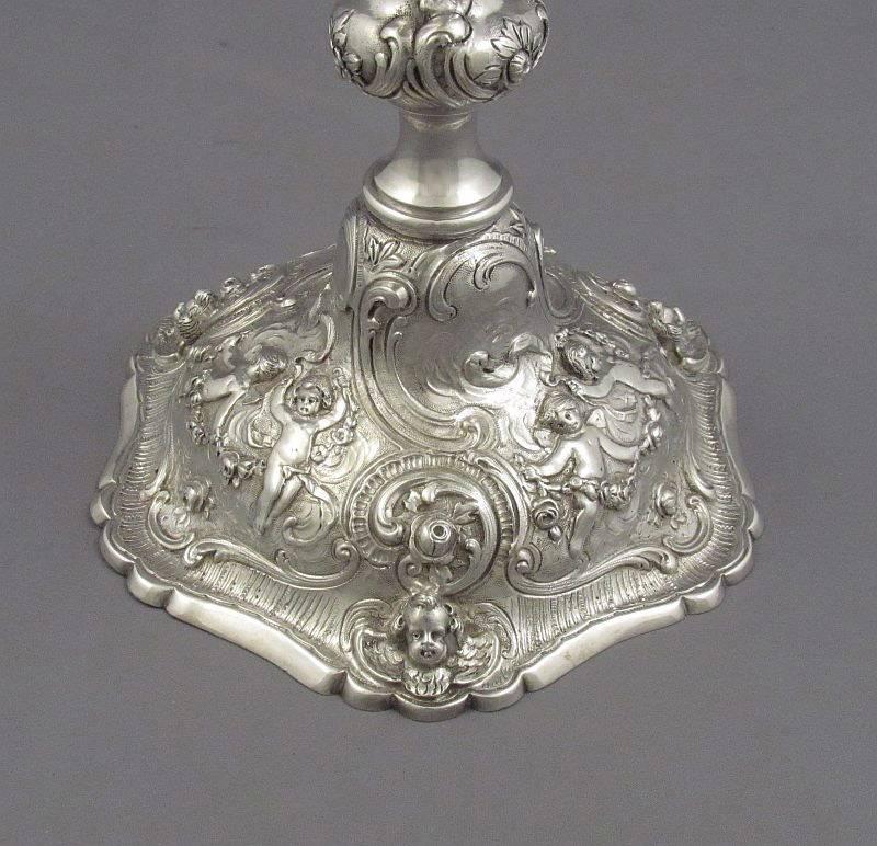 German Pair of Rococo Silver Candlesticks For Sale