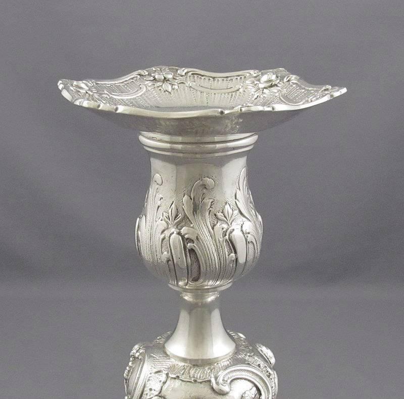 Pair of Rococo Silver Candlesticks In Excellent Condition For Sale In Vancouver, BC