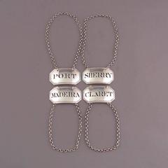 Set of Four Georgian Silver Wine Labels