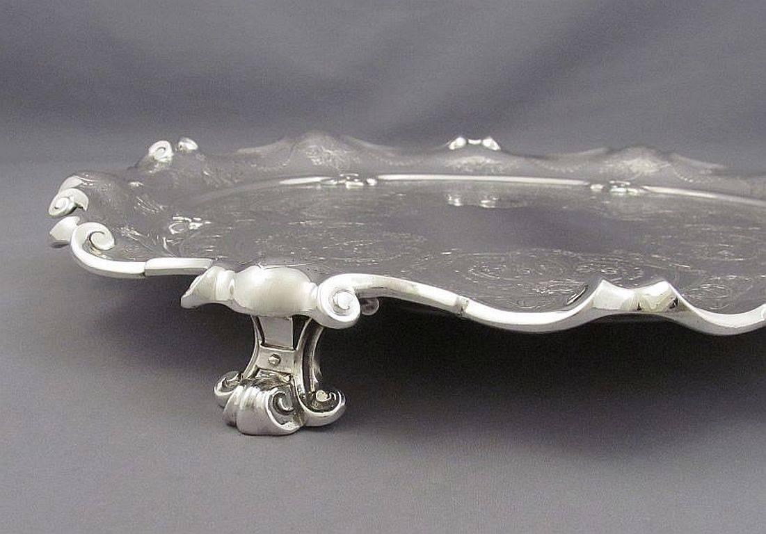 English Victorian Sterling Silver Salver