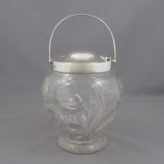 Elkington & Co Sterling Silver and Glass Biscuit Jar