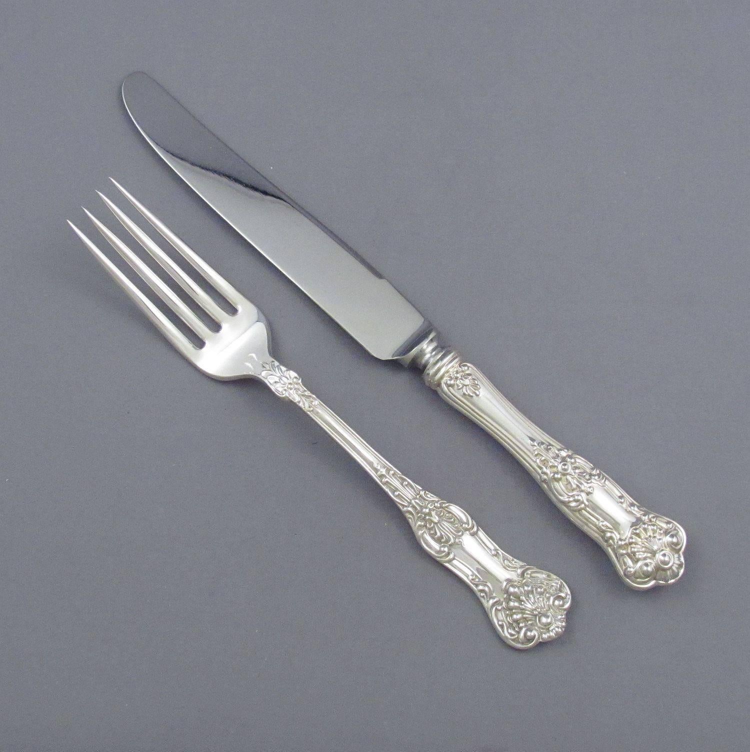 Early 20th Century Queens Pattern Sterling Flatware Service for 12