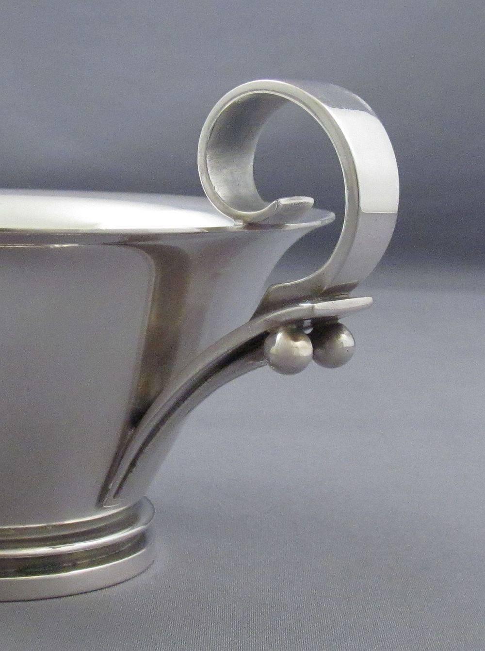 Georg Jensen Pyramid Pattern Sterling Silver Coffee Set For Sale 2