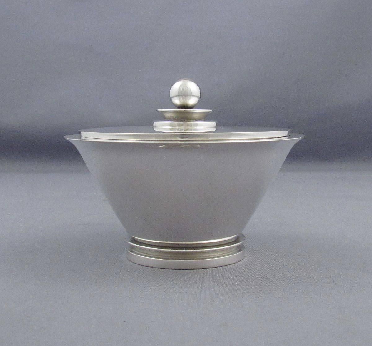 Mid-20th Century Georg Jensen Pyramid Pattern Sterling Silver Coffee Set For Sale
