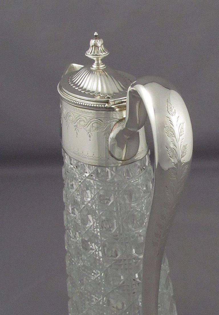 English Victorian Sterling Silver Claret Jug For Sale