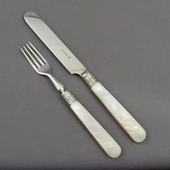 Victorian Silver and Mother-of-pearl Dessert Service for 18