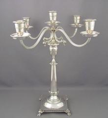 Pair of Italian Silver Five-Light Candelabra