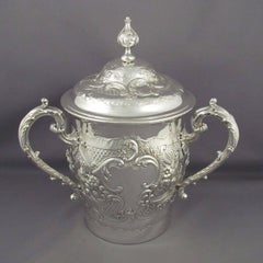 Large Victorian Sterling Silver Cup and Cover, Wine Cooler