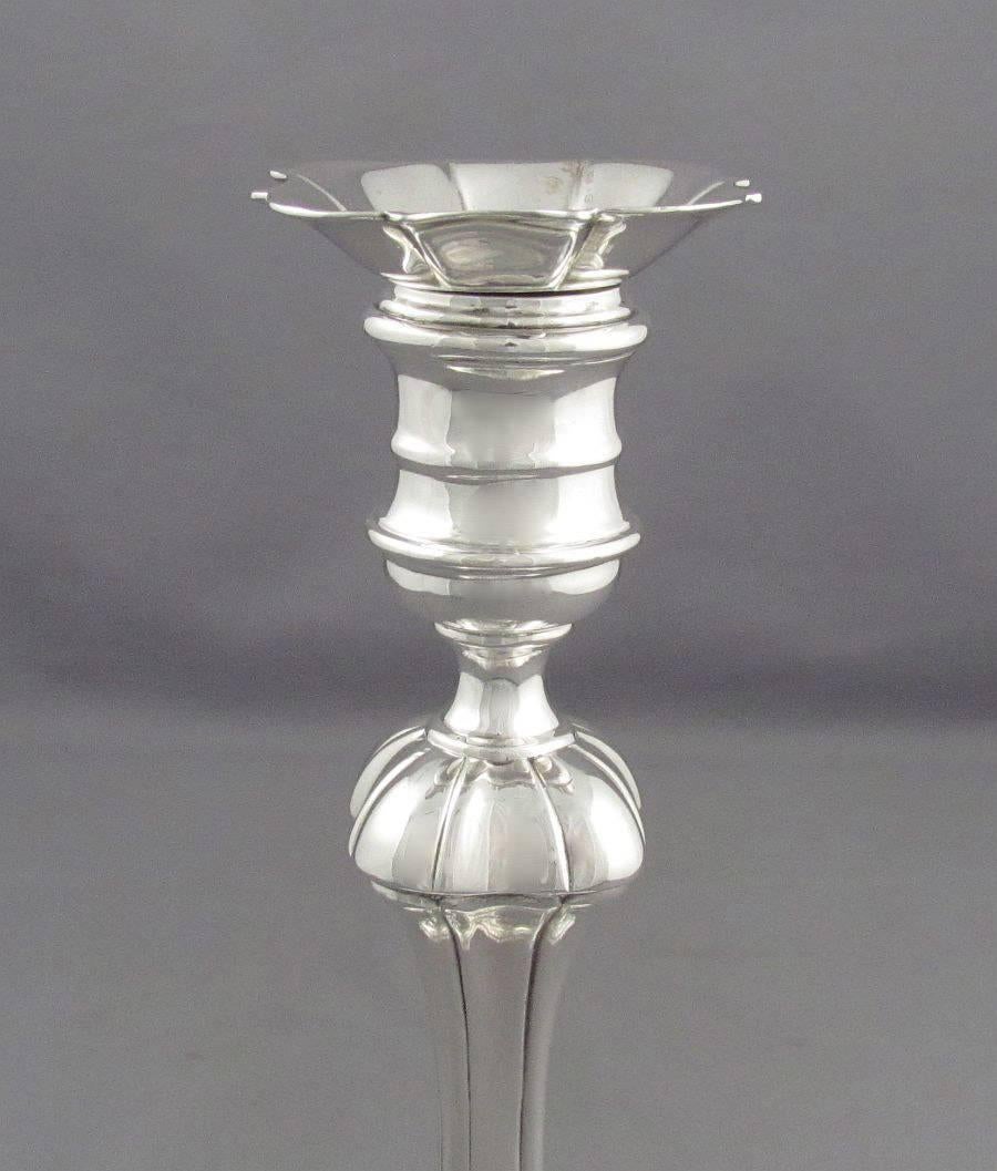 Set of Four Sterling Silver Candlesticks by Tiffany & Co. In Excellent Condition For Sale In Vancouver, BC