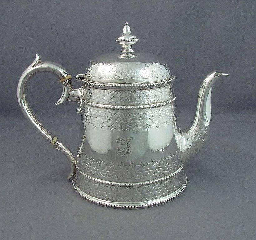 English Victorian Sterling Silver Tea Service For Sale