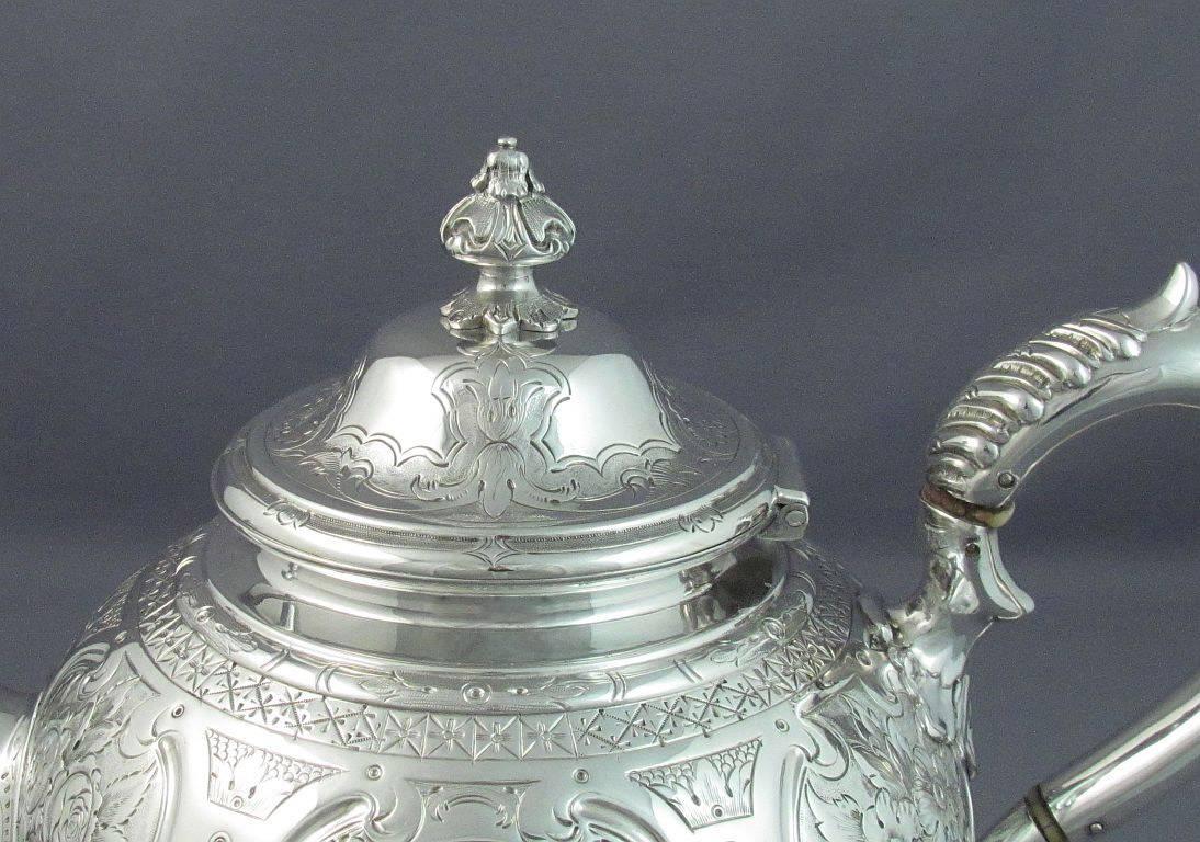 English Victorian Sterling Silver Teapot For Sale