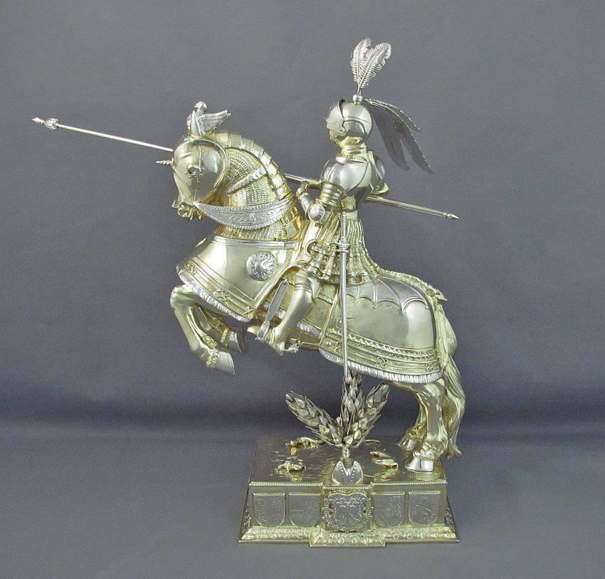 Pair of German Silver Knights on Horseback For Sale 2