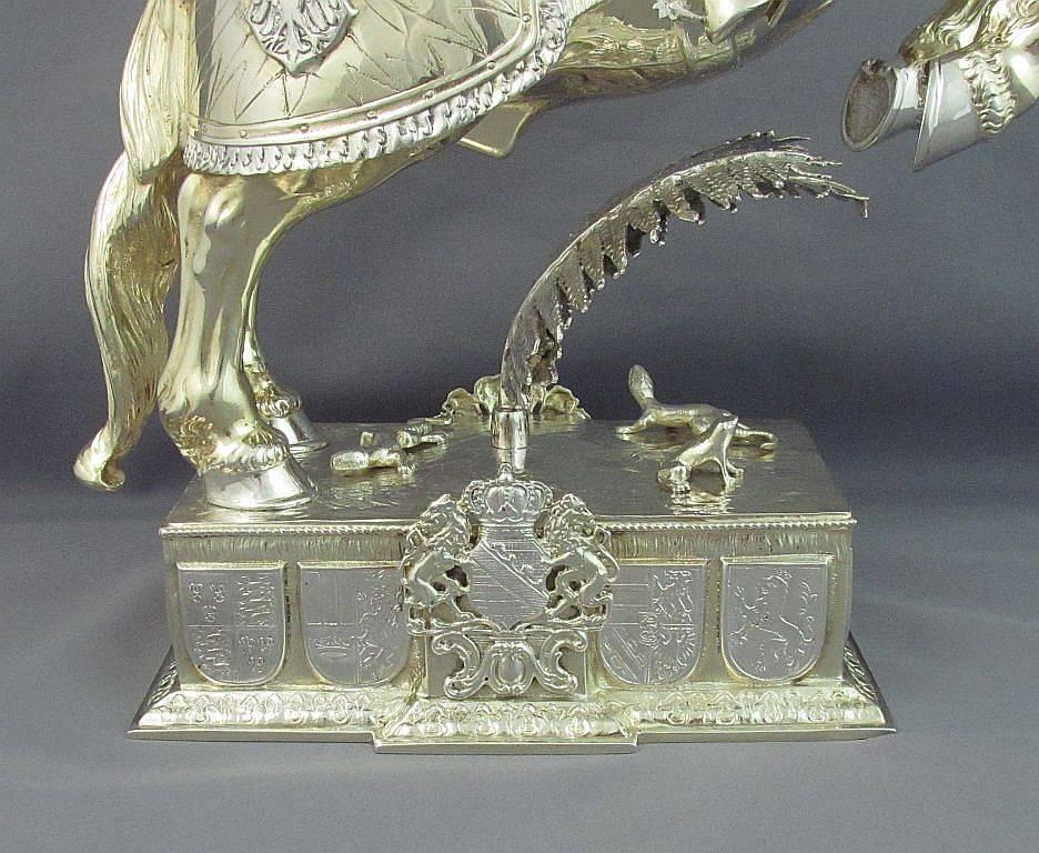 Pair of German Silver Knights on Horseback In Excellent Condition For Sale In Vancouver, BC