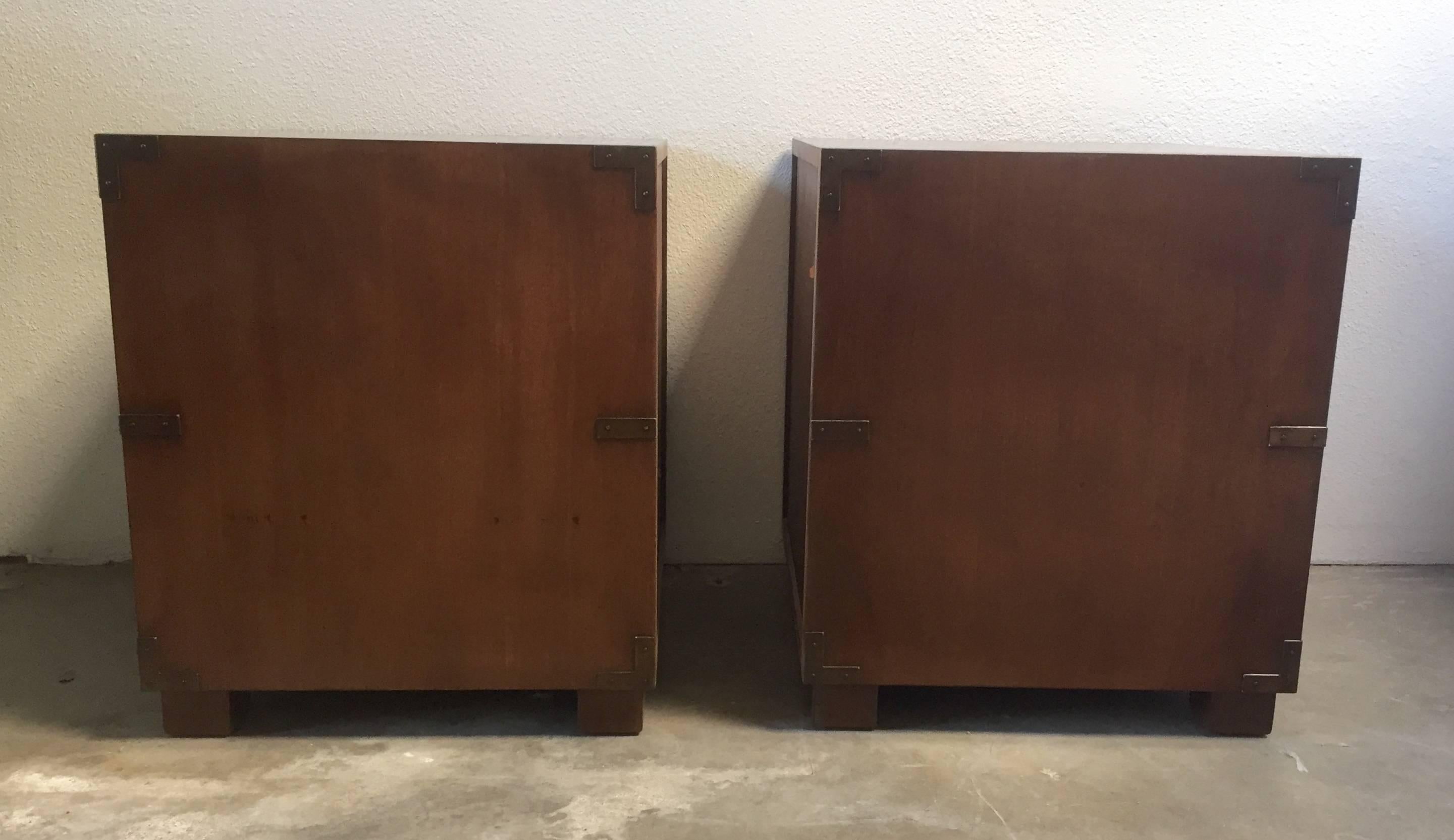 North American Pair of Baker Campaign Side Tables