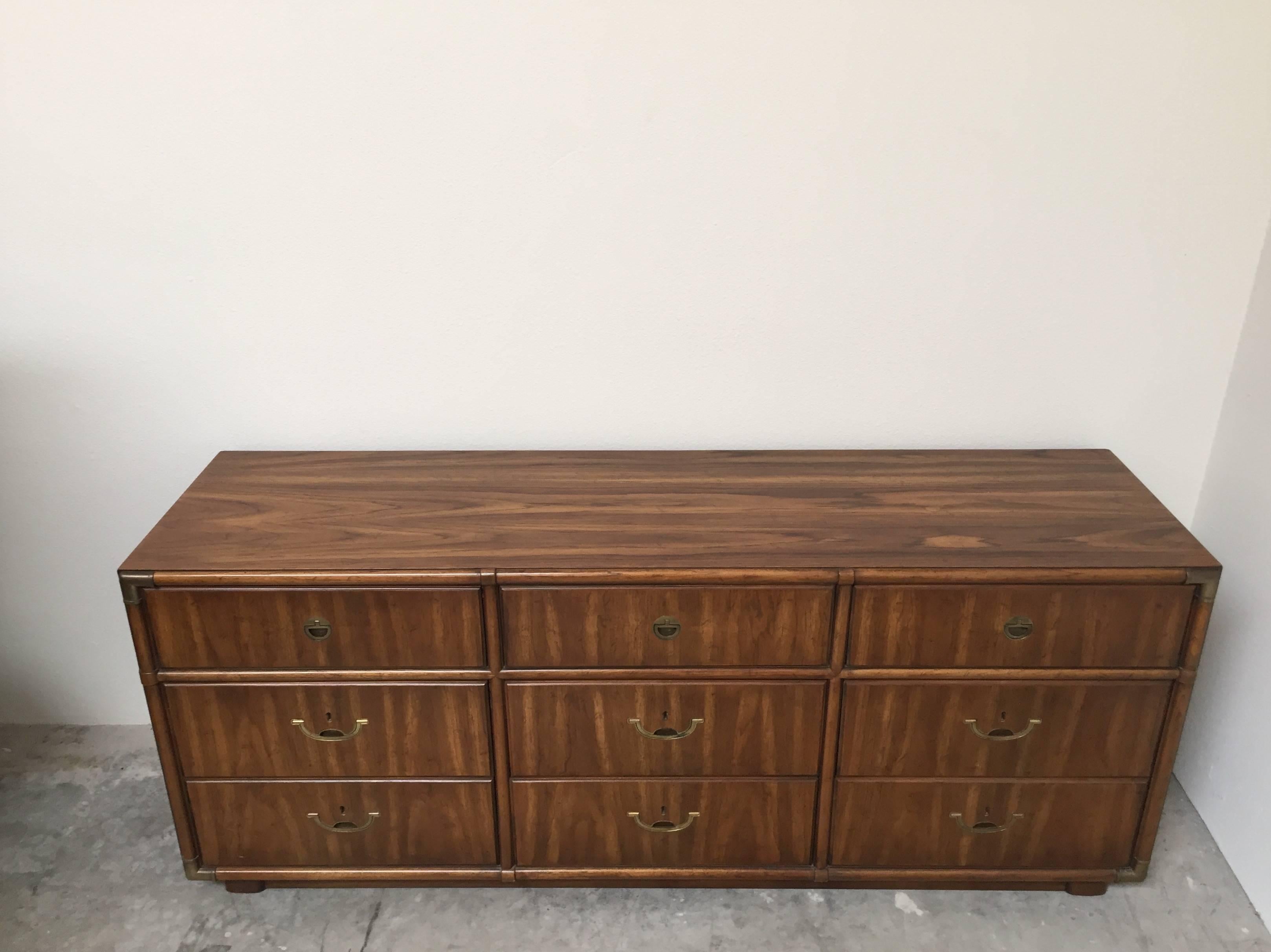 Campaign Style Nine-Drawer Dresser by Drexel 4
