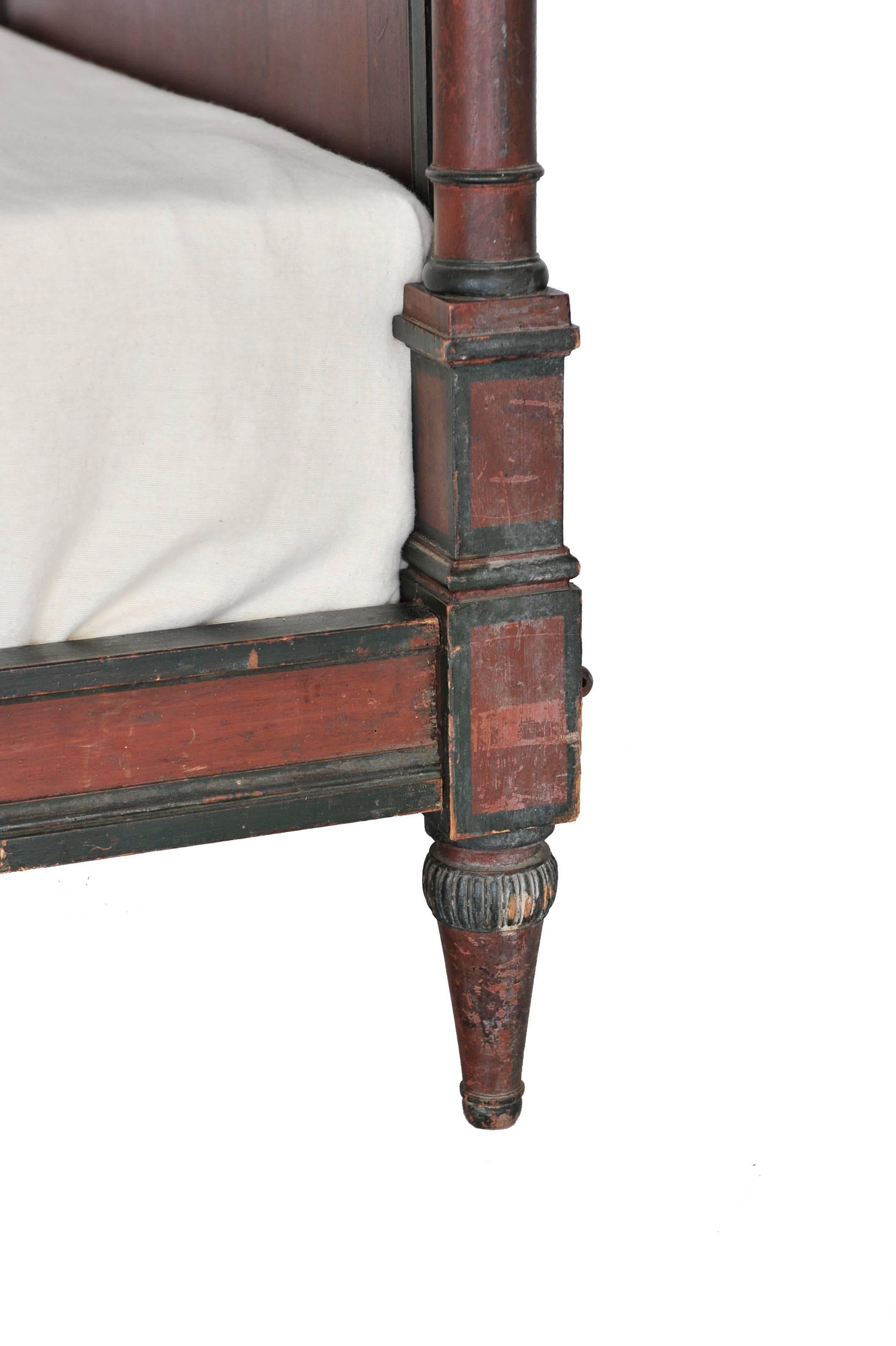 Louis XVI Antique Bed with Fantastic Paintings and Original Patina For Sale
