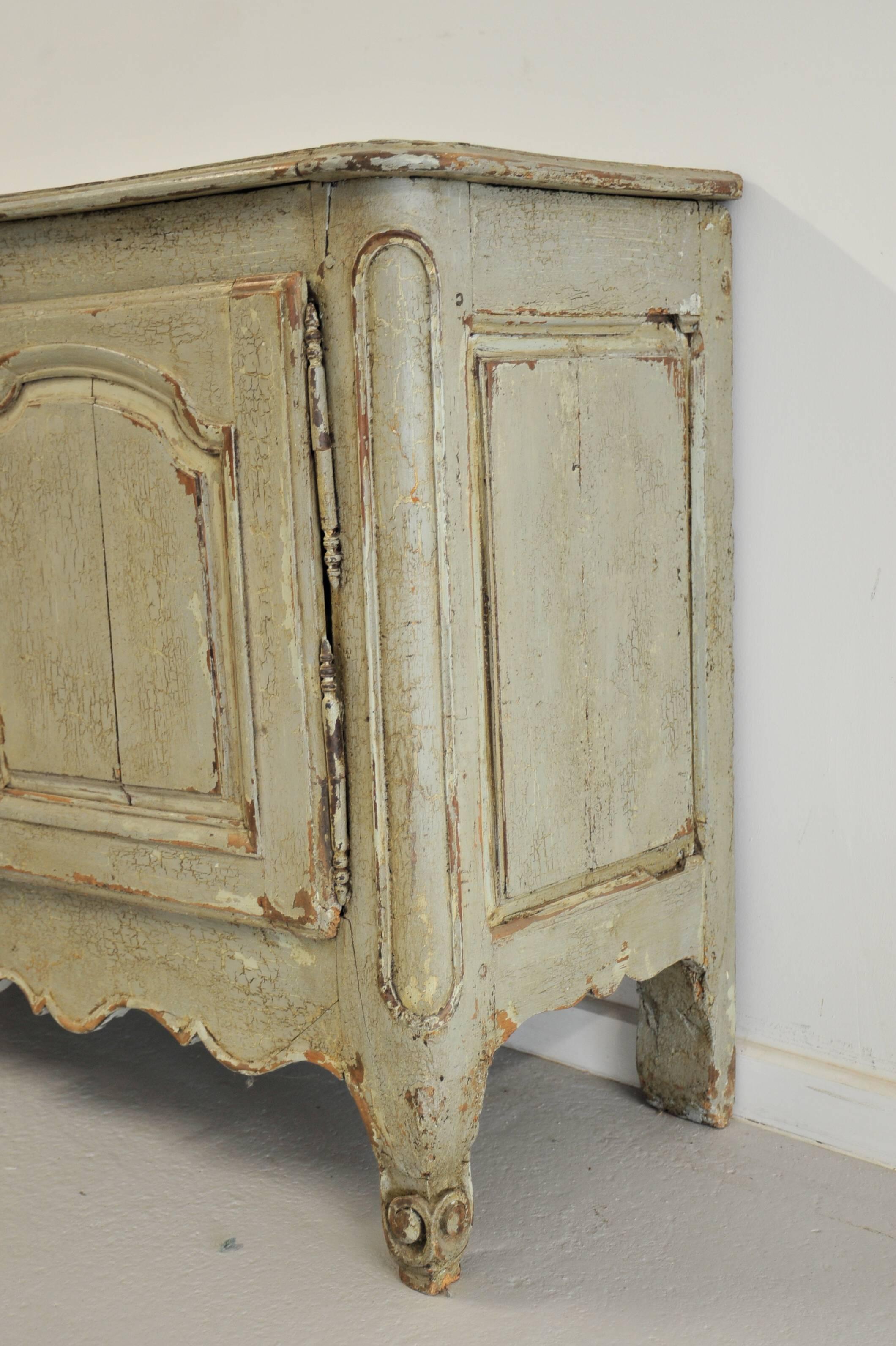 Antique French Buffet Cabinet with Blue and Grey Patina For Sale 1