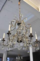 18th Century French Metal Chandelier with Cut Glass