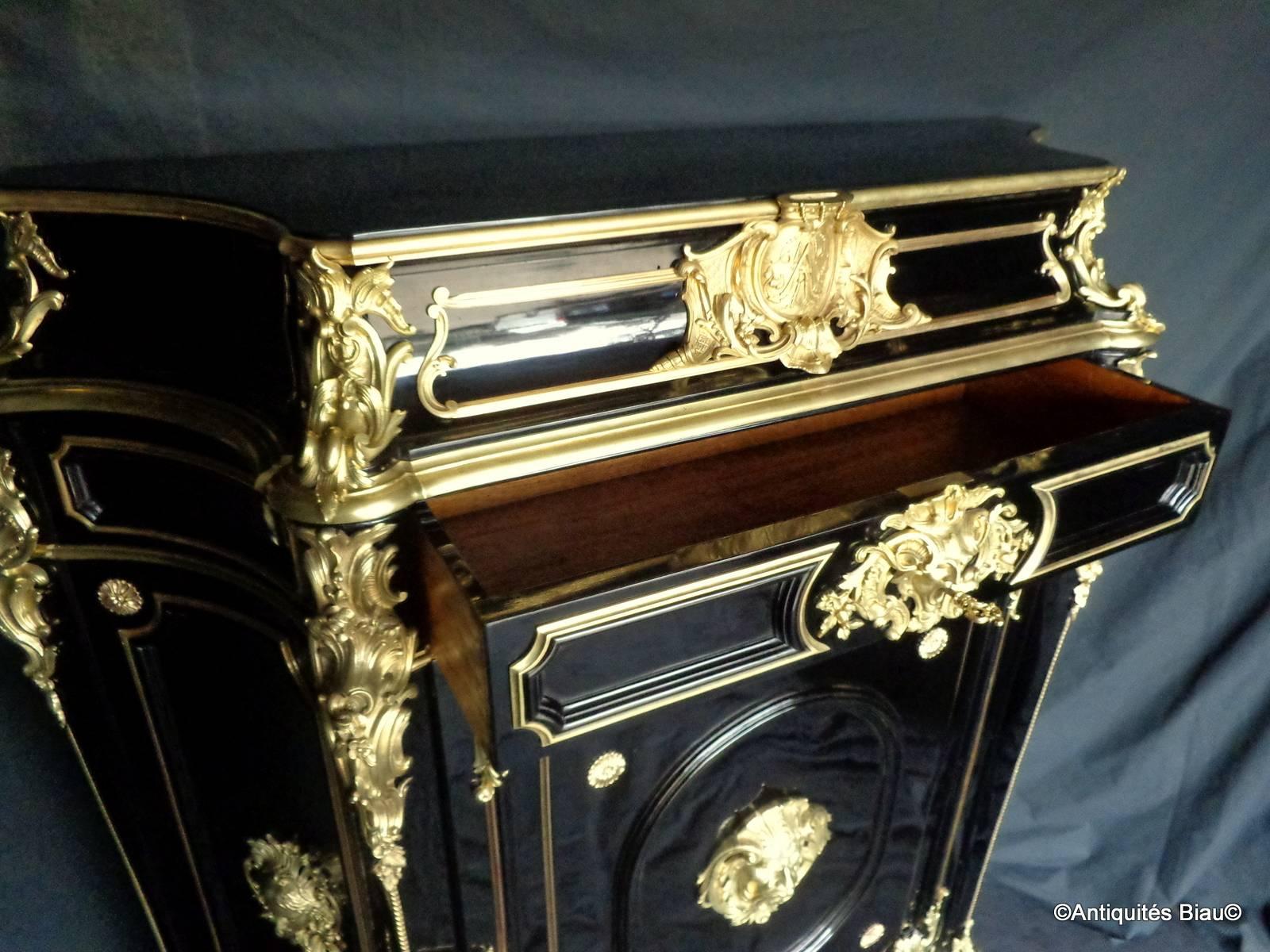 Cabinet Ebonized and Gilded Bronze in the Manner of Béfort Jeune, 19th Century For Sale 2
