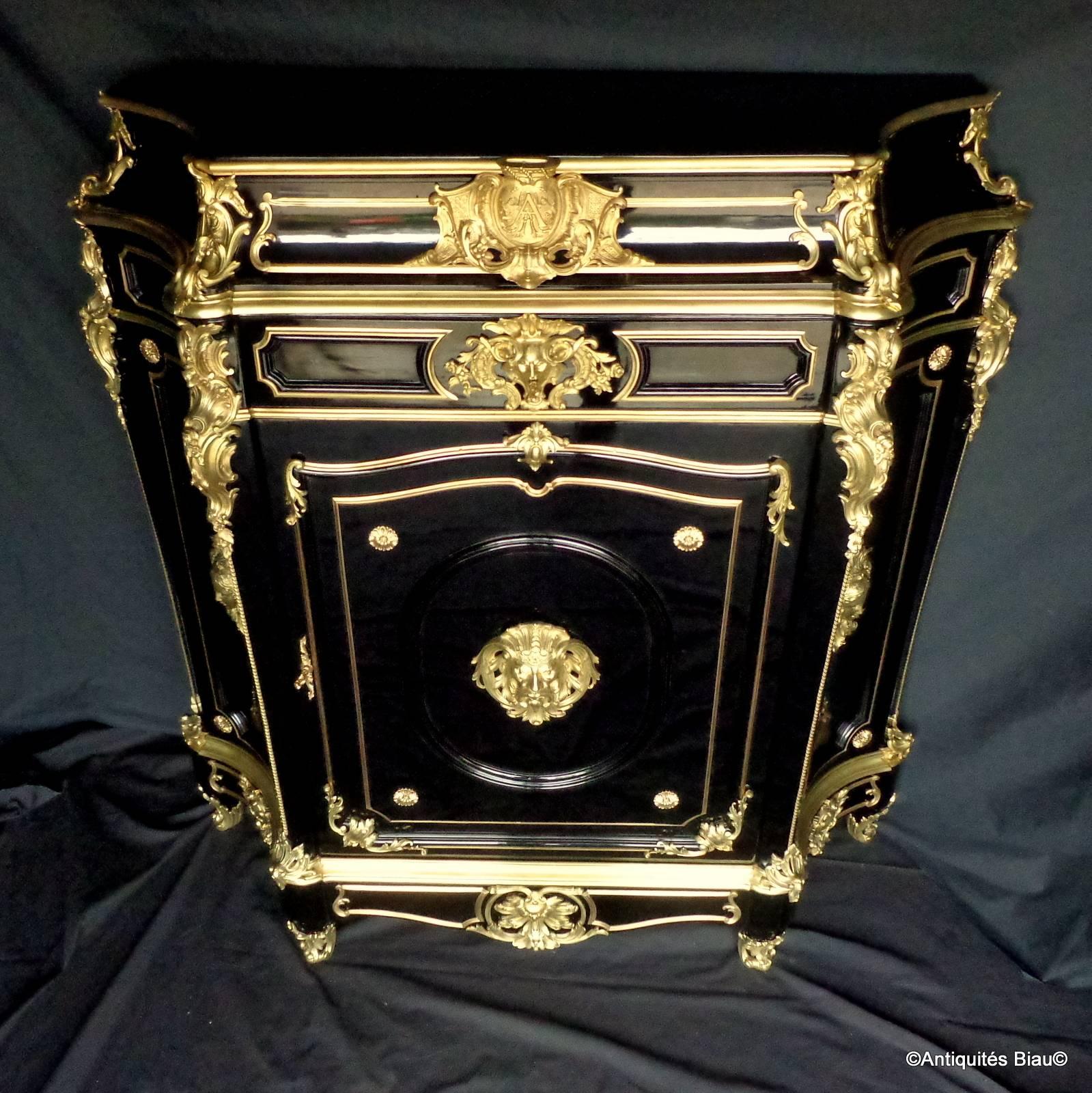 Cabinet Ebonized and Gilded Bronze in the Manner of Béfort Jeune, 19th Century For Sale 4