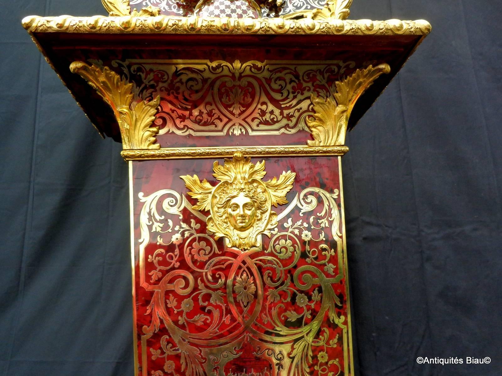 French Longcase Clock in Boulle Marquetry by Vincenti 19th Century Napoleon III Period For Sale