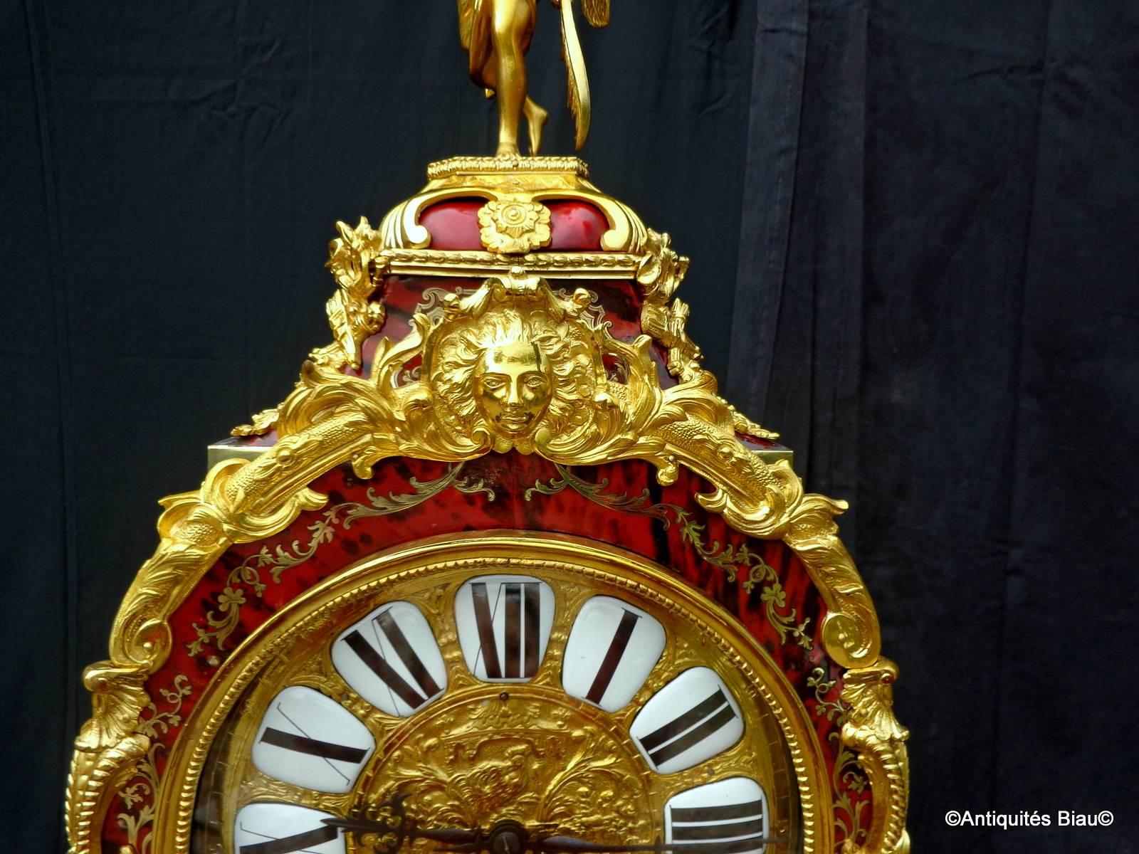 Mid-19th Century Longcase Clock in Boulle Marquetry by Vincenti 19th Century Napoleon III Period For Sale