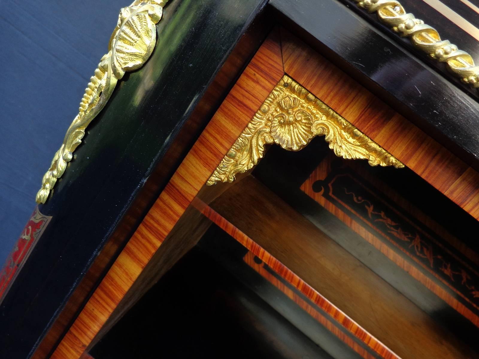 Brass French Desk, Secretary in Boulle Marquetry 19th Century Napoleon III Period For Sale