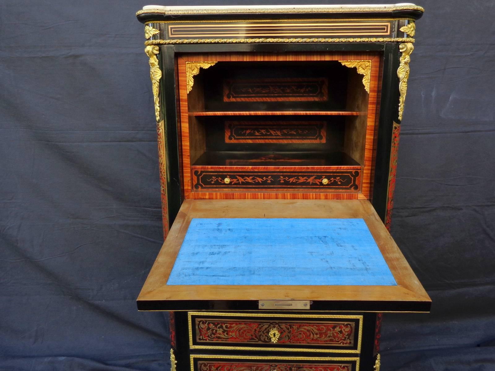 Mid-19th Century French Desk, Secretary in Boulle Marquetry 19th Century Napoleon III Period For Sale