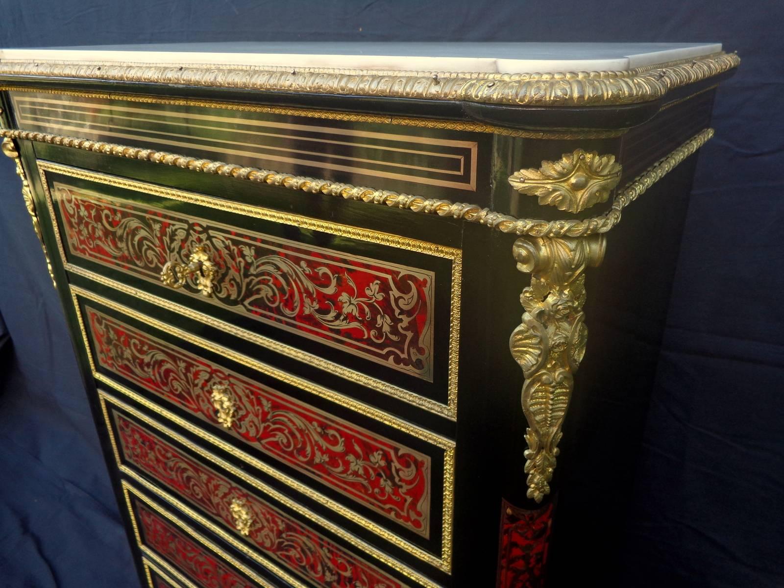 French Desk, Secretary in Boulle Marquetry 19th Century Napoleon III Period For Sale 1