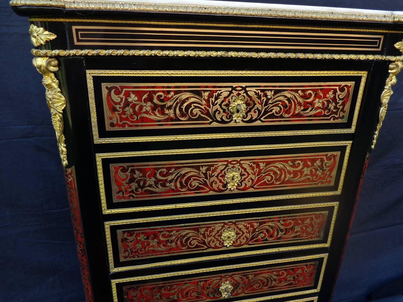 French Desk, Secretary in Boulle Marquetry 19th Century Napoleon III Period For Sale 3