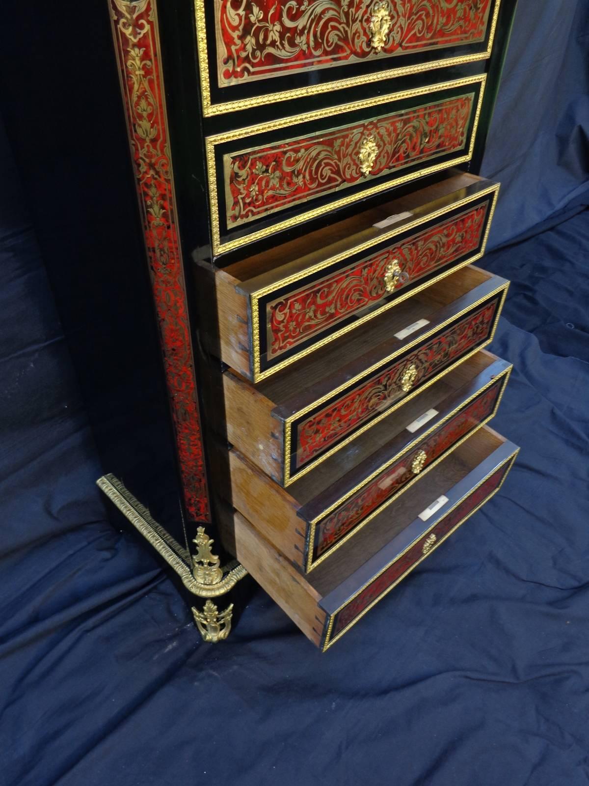 French Desk, Secretary in Boulle Marquetry 19th Century Napoleon III Period For Sale 2