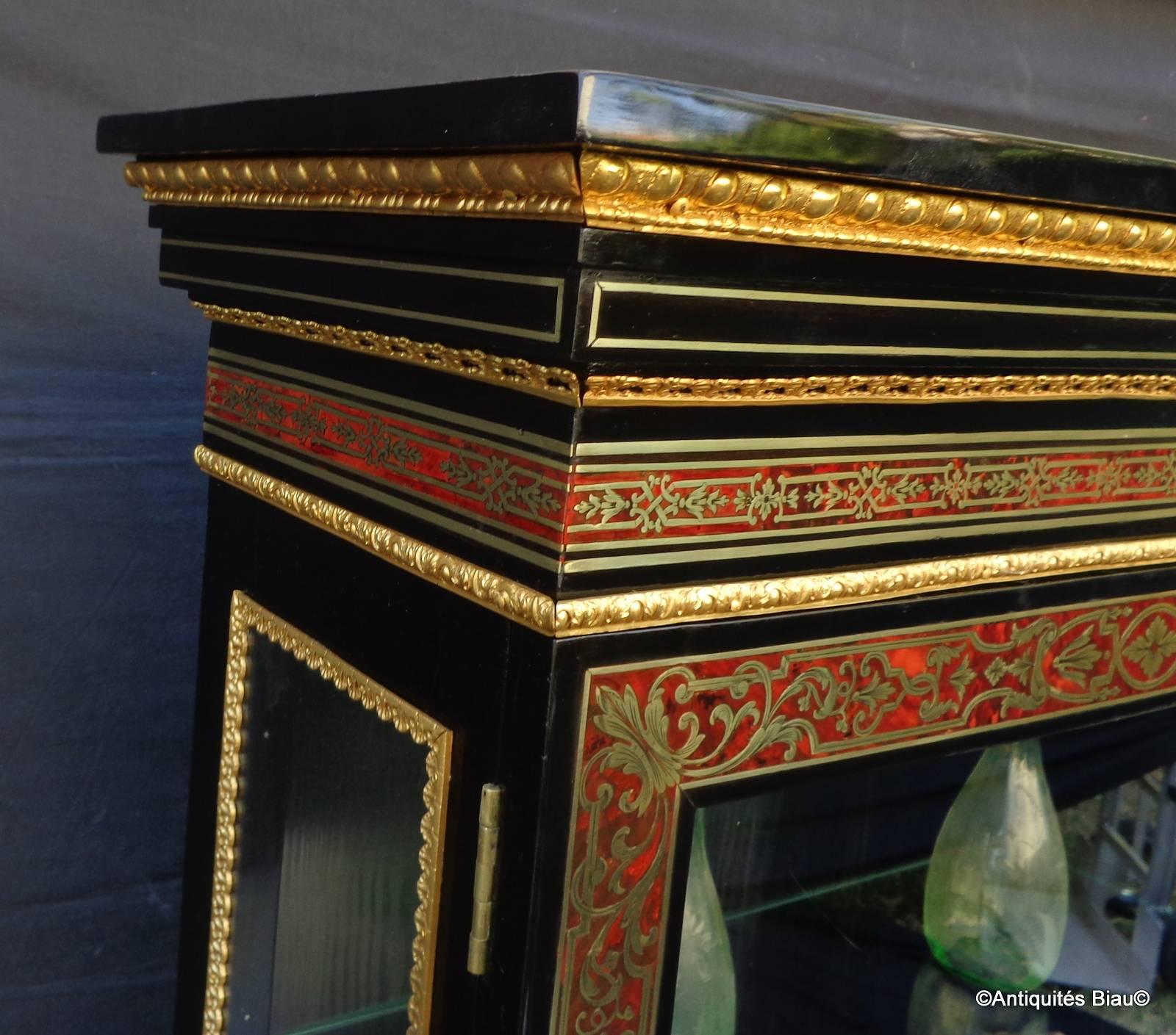 18th Century French Cabinet Bronze Stamped HPR in Boulle Marquetry, 18th and 19th Century