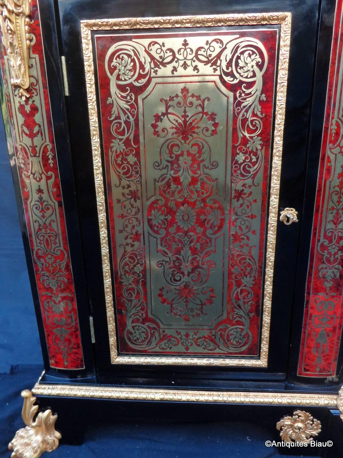 French Cabinet Bronze Stamped HPR in Boulle Marquetry, 18th and 19th Century 1
