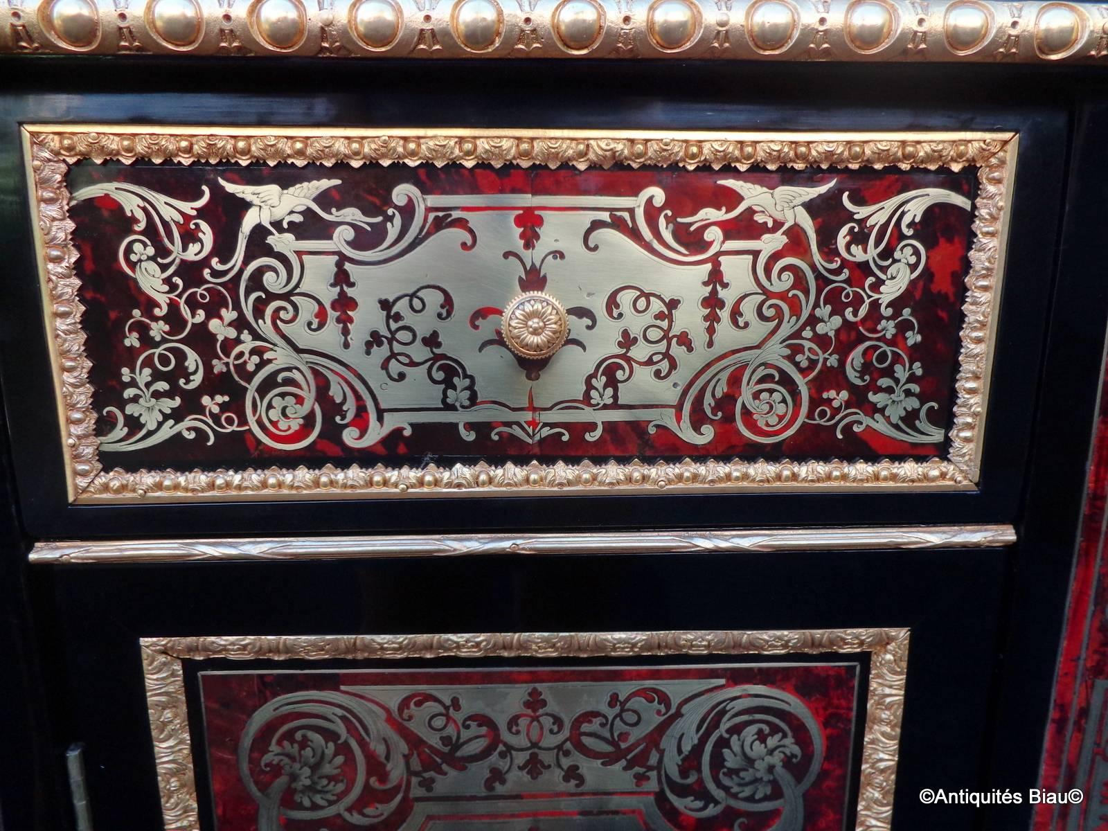 French Cabinet Bronze Stamped HPR in Boulle Marquetry, 18th and 19th Century 2