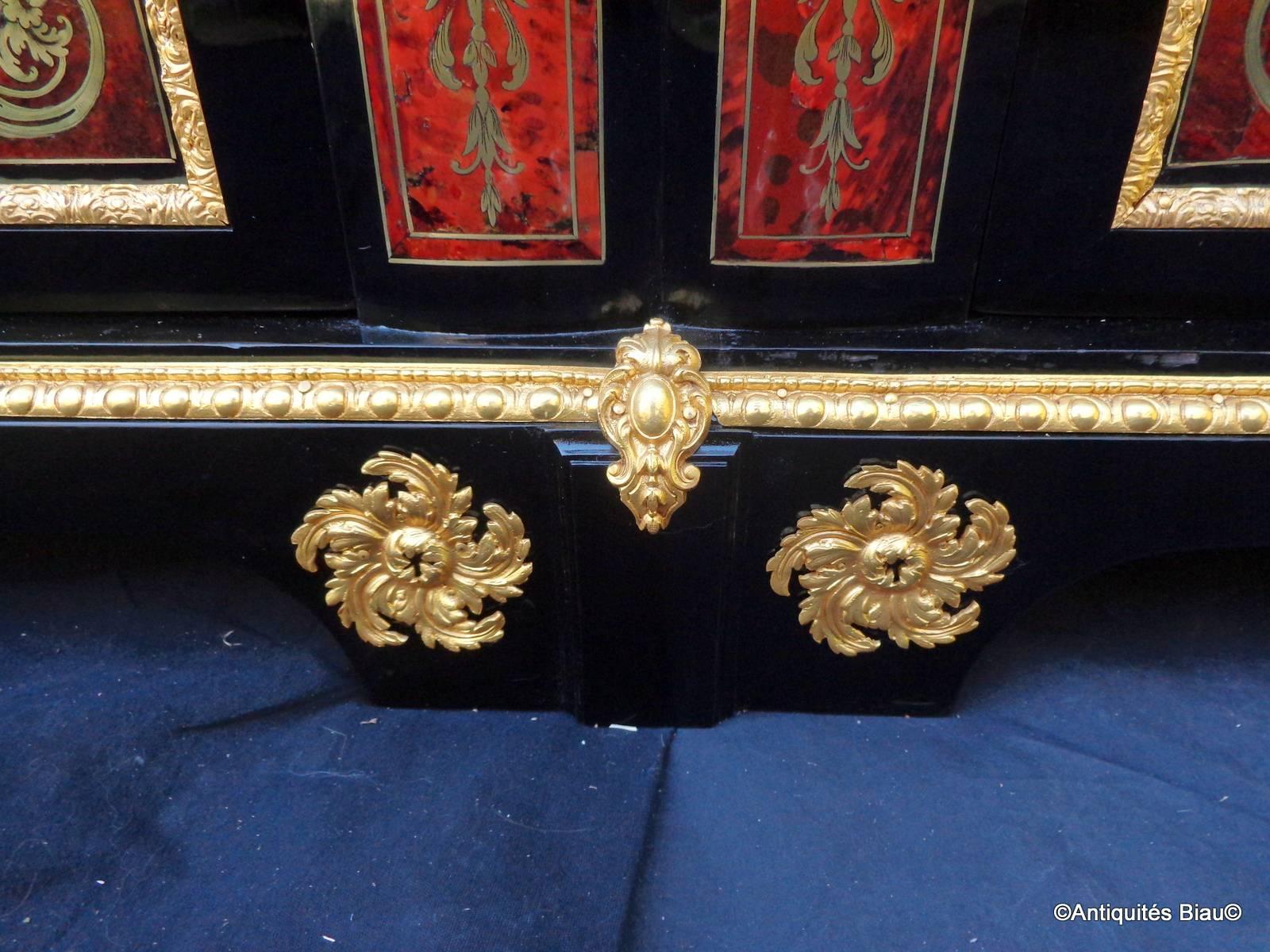 French Cabinet Bronze Stamped HPR in Boulle Marquetry, 18th and 19th Century 4