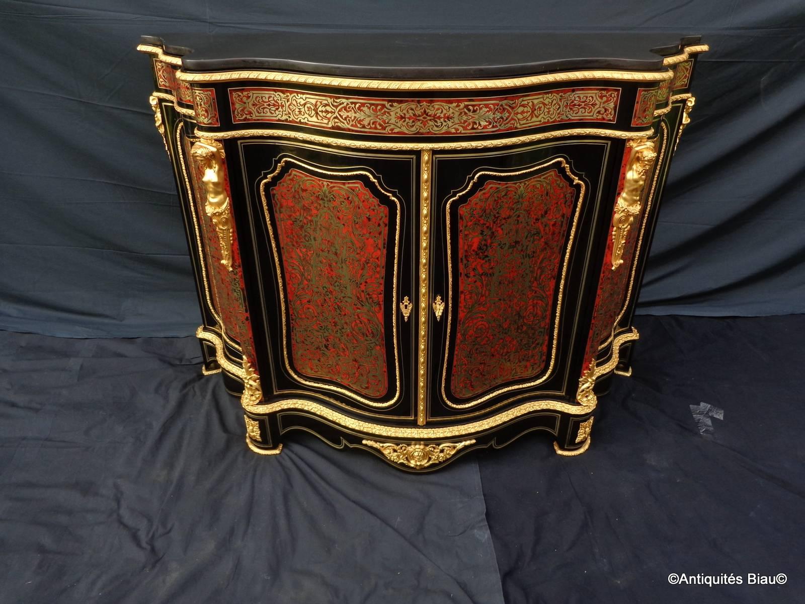 Brass Furniture in Boulle Marquetry Stamped 