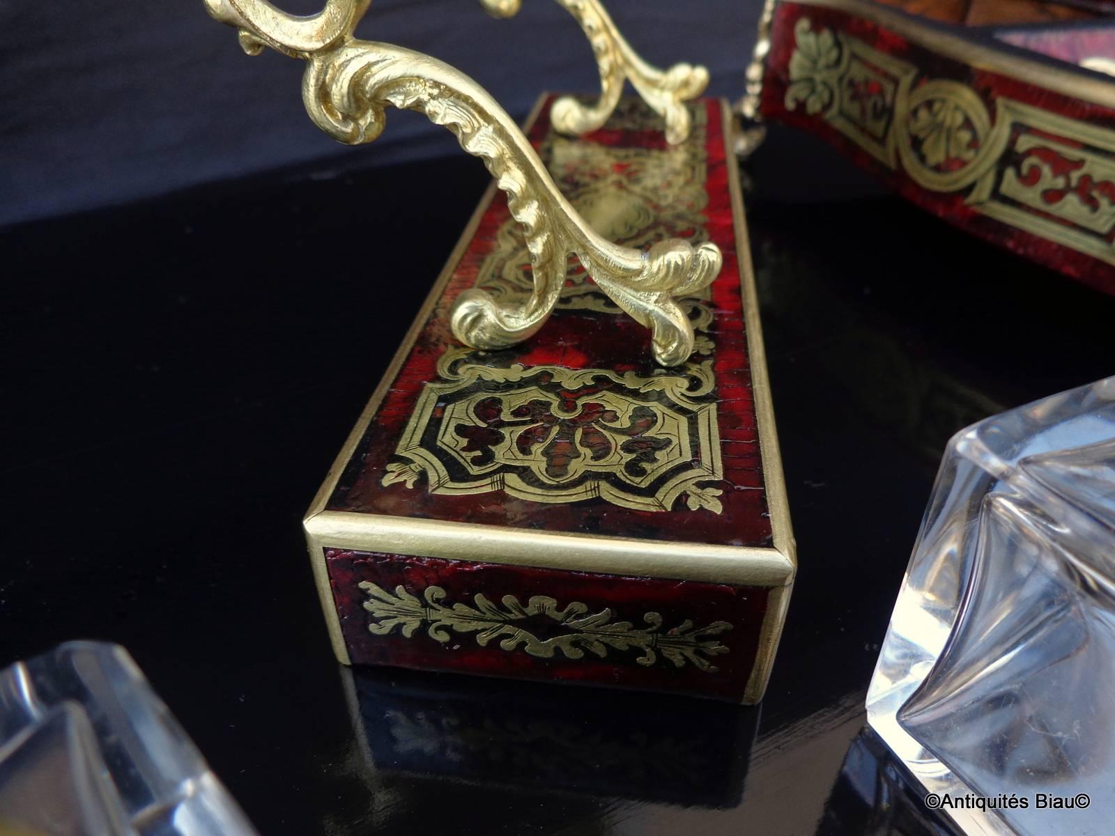 French Inkwell and Penholder in Boulle Marquetry, 19th Century 3