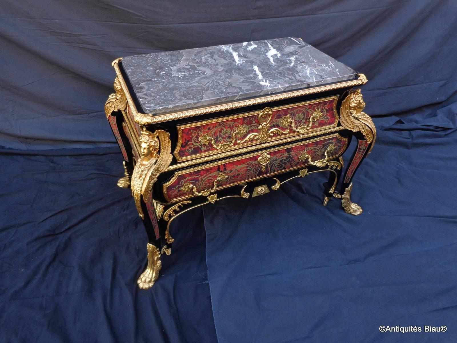 Late 20th Century Dresser in Boulle Marquetry Luxury Manufacturing, circa 1970 For Sale