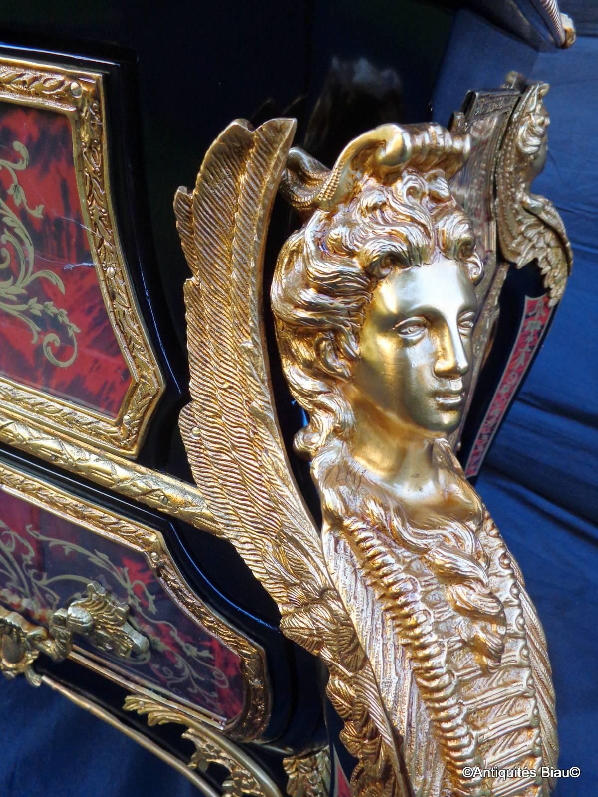 French Dresser in Boulle Marquetry Luxury Manufacturing, circa 1970 For Sale