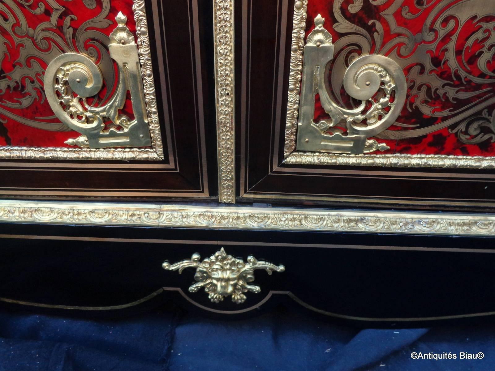 French Furniture Louis XIV with Two Doors in Boulle Marquetry 19th Napoleon III Period For Sale