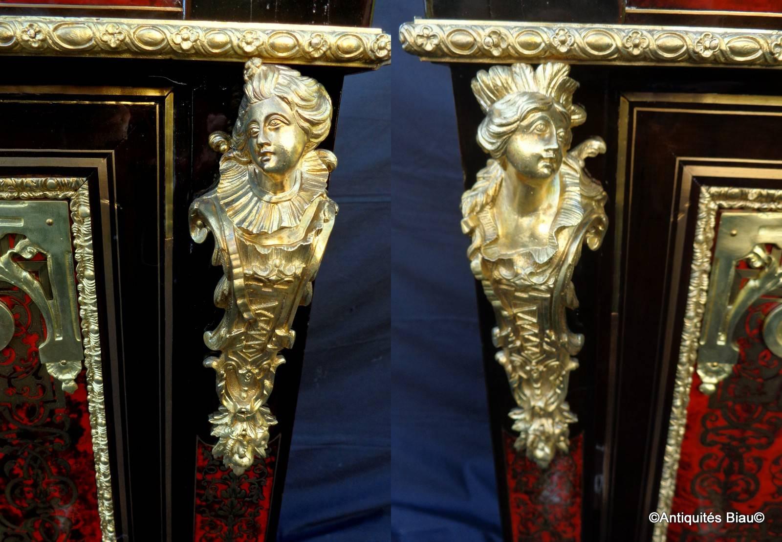 Mid-19th Century Furniture Louis XIV with Two Doors in Boulle Marquetry 19th Napoleon III Period For Sale
