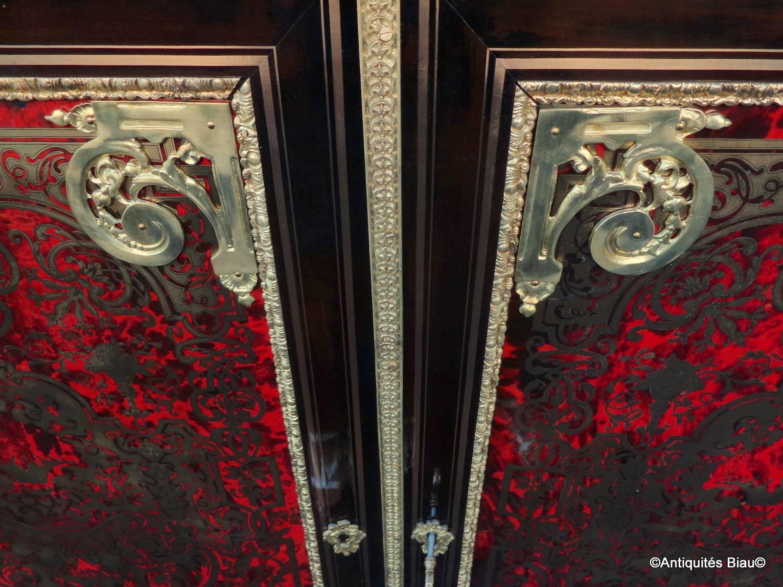 Furniture Louis XIV with Two Doors in Boulle Marquetry 19th Napoleon III Period For Sale 4