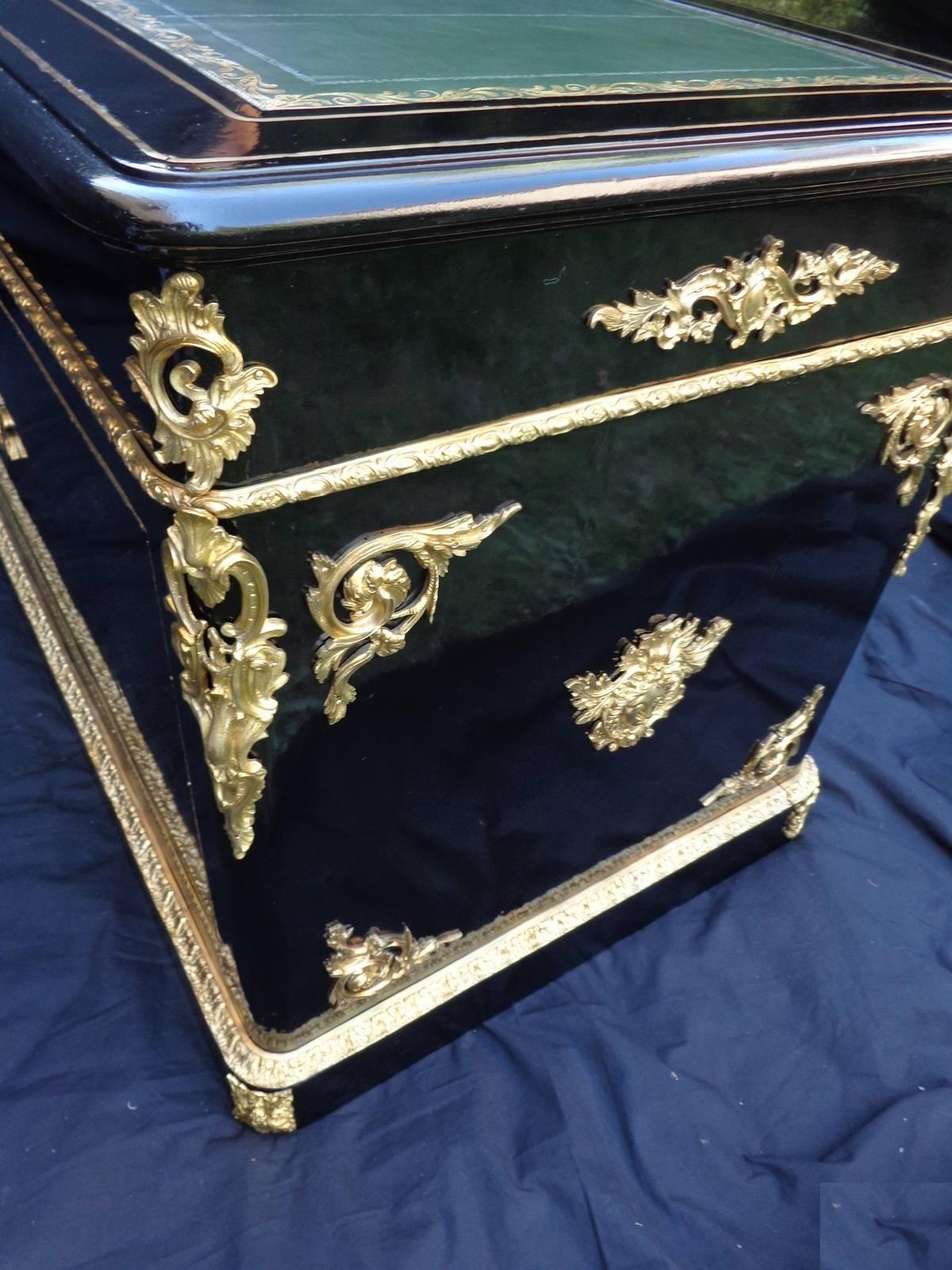 French Desk in Boulle Marquetry 19th Napoleon III Period In Excellent Condition For Sale In Manduel, FR