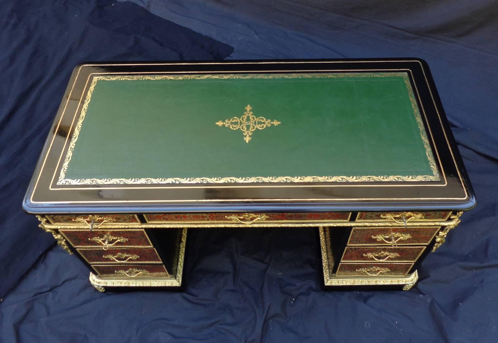 French Desk in Boulle Marquetry 19th Napoleon III Period For Sale 2