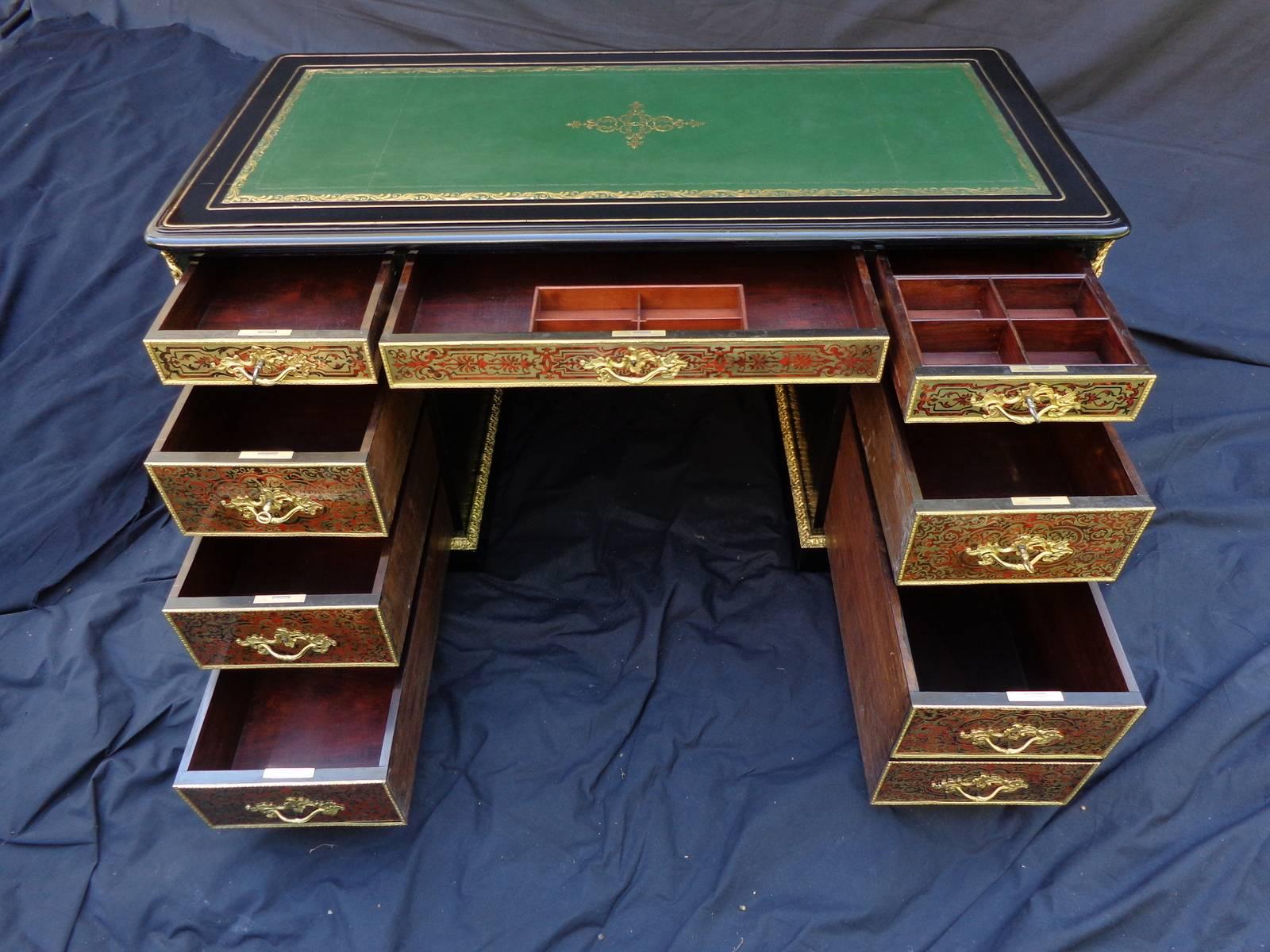 French Desk in Boulle Marquetry 19th Napoleon III Period For Sale 4