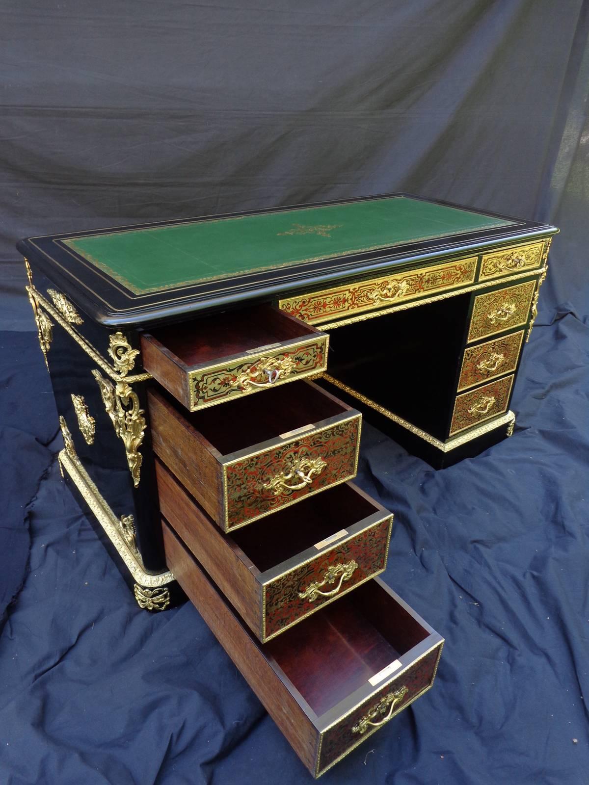 French Desk in Boulle Marquetry 19th Napoleon III Period For Sale 3