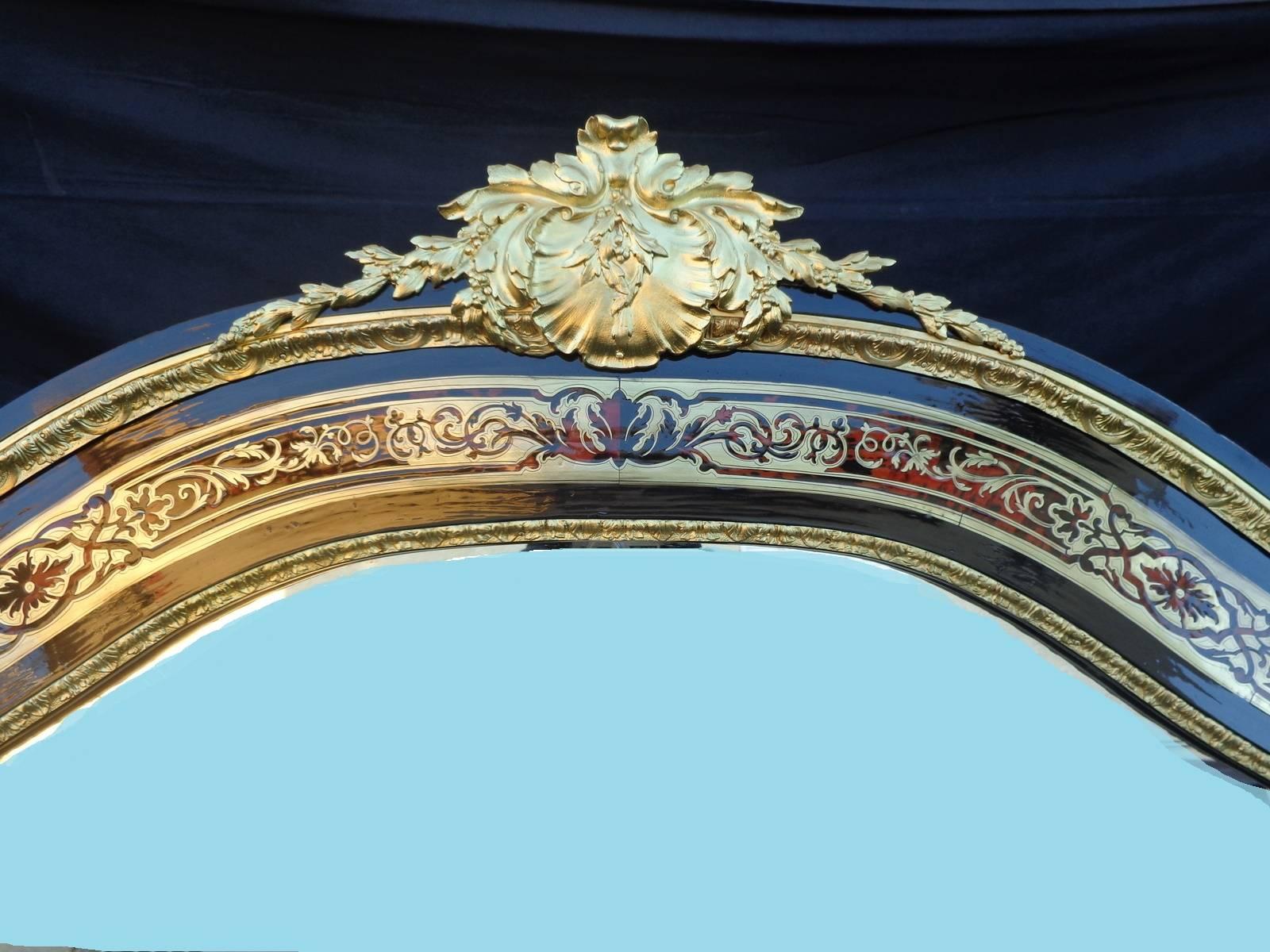French Incredible Mirror in Boulle Marquetry, Napoleon III Period For Sale