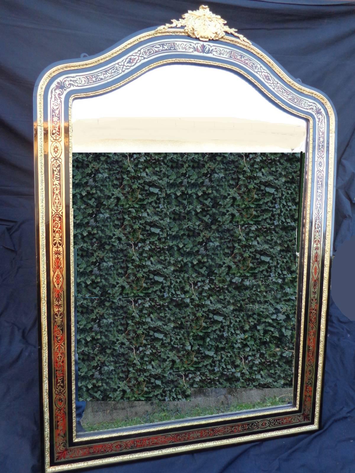 Incredible Mirror in Boulle Marquetry, Napoleon III Period For Sale 2