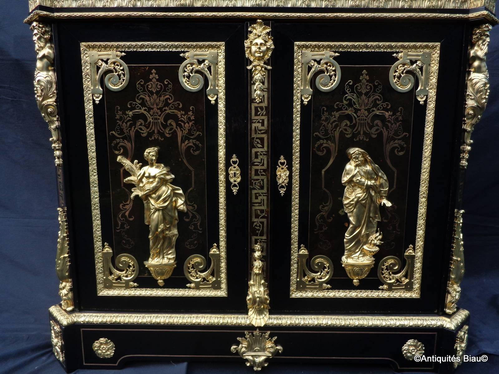 Cabinet Stamped BéFort Jeune Louis XIV Richly Bronzed, 19th Century In Excellent Condition In Manduel, FR