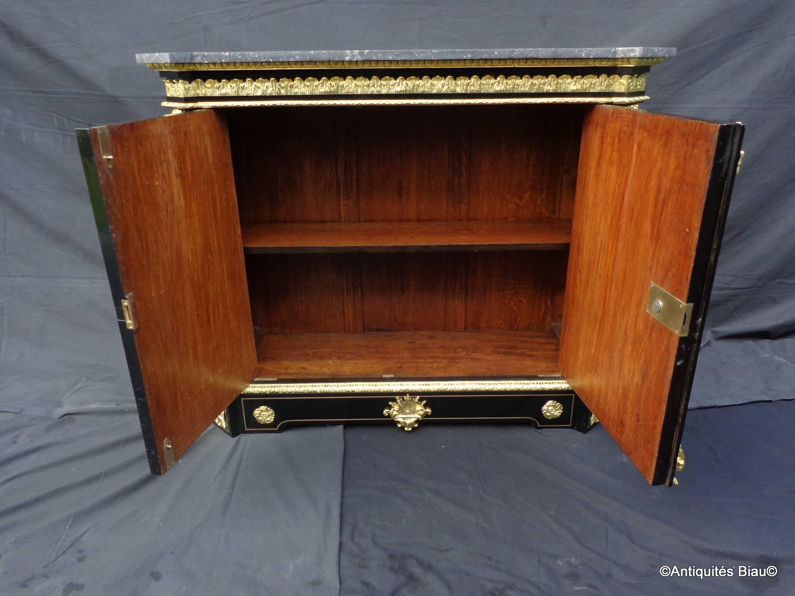 Mid-19th Century Cabinet Stamped BéFort Jeune Louis XIV Richly Bronzed, 19th Century